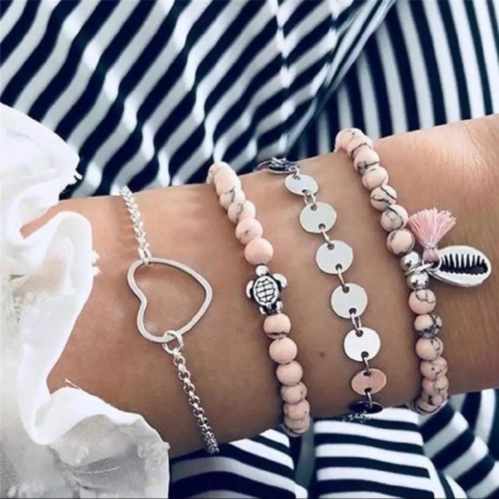 3/$30 💗 Round Stone Tassel Bracelet set